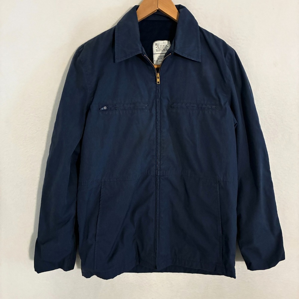Vtg 80s Navy Deck Utility Jacket Mens Size 38L Blue Poplin Fleece Lined USN USAF